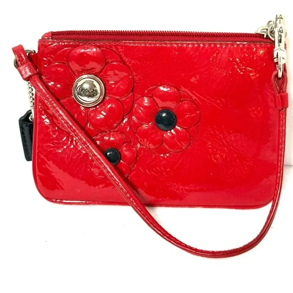 Coach Red Floral Wristlet - Picture 1 of 3
